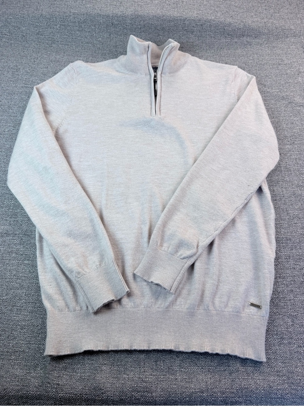 Berto Lucci Milano Cotton Kids 2XL (12-14) Beige Half-Zip Knit Sweater